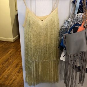 Zara yellow fringe dress
